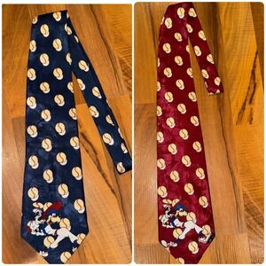 Mickey Unlimited bundle‎ Baseball Necktie Goofy Cartoon Novelty Tie red blue